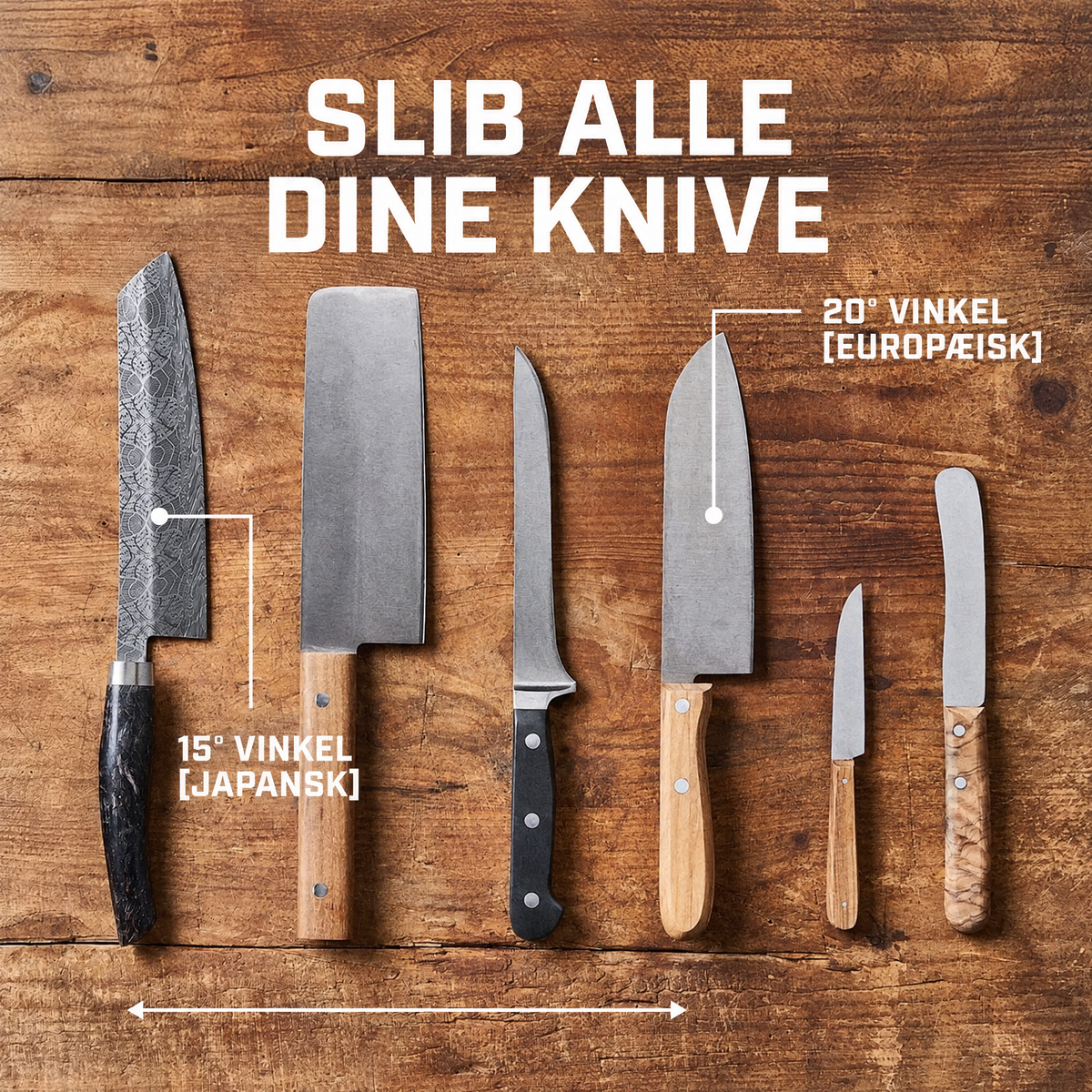 Slib alle dine knive – 15° japanske og 20° europæiske